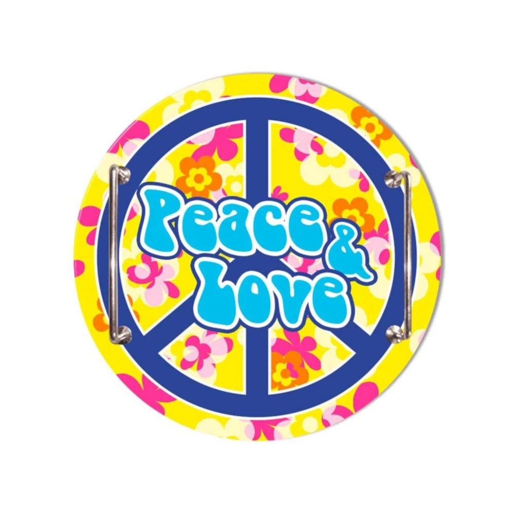 Plateau En Verre Peace And Love