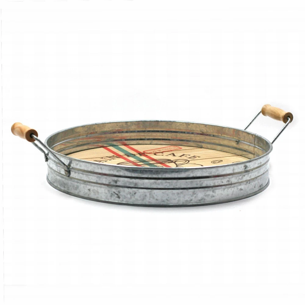 Plateau Rond En Métal Avec Poignées - Café Arabica – Image 2