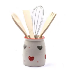 Pot à Ustensiles De Cuisine Motif Coeurs Et Pois