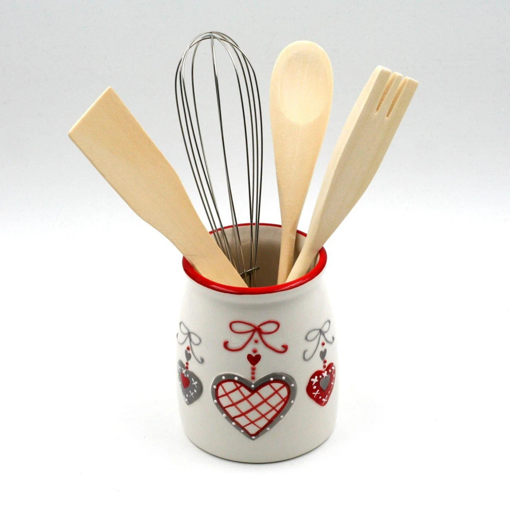 Pot Et Ses Ustensiles De Cuisine Motif Coeur Alsacien Trio – Image 2