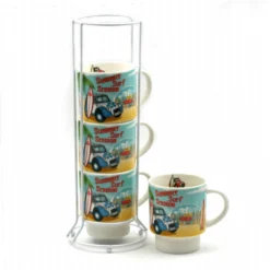 Set De 4 Tasses à Expresso Sur Présentoir - Summer Surf