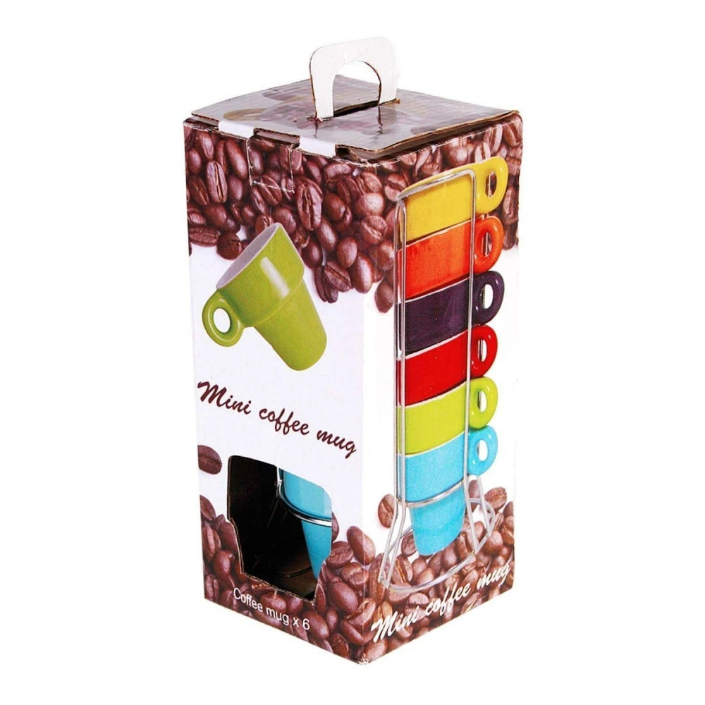 Set De 6 Tasses Expresso Colorées Sur Support – Image 2