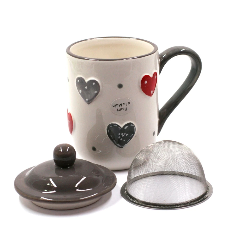 Tisanière à Motif Coeurs Et Pois - Gris – Image 2