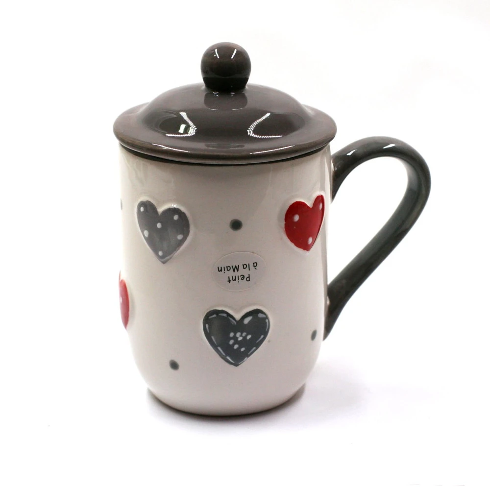 Tisanière à Motif Coeurs Et Pois - Gris