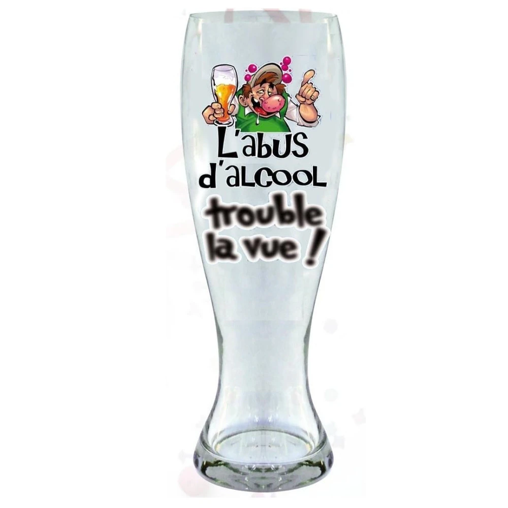 Verre à Bière 29cm - L'Abus D'alcool Trouble La Vue